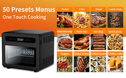 Geek Chef Steam Air Fryer Toast Oven Combo , 26 QT Steam Convection Oven Countertop , 50 Cooking Presets, With 6 Slice Toast, 12 In Pizza, Black Stainless Steel. Prohibited From Listing On Amazon